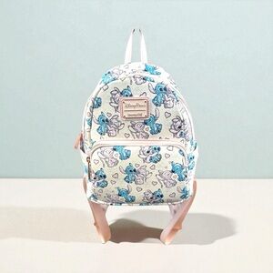 Loungefly Disney Parks Mini Backpack Stitch & Angel Valentines‎ Day Rose Gold
